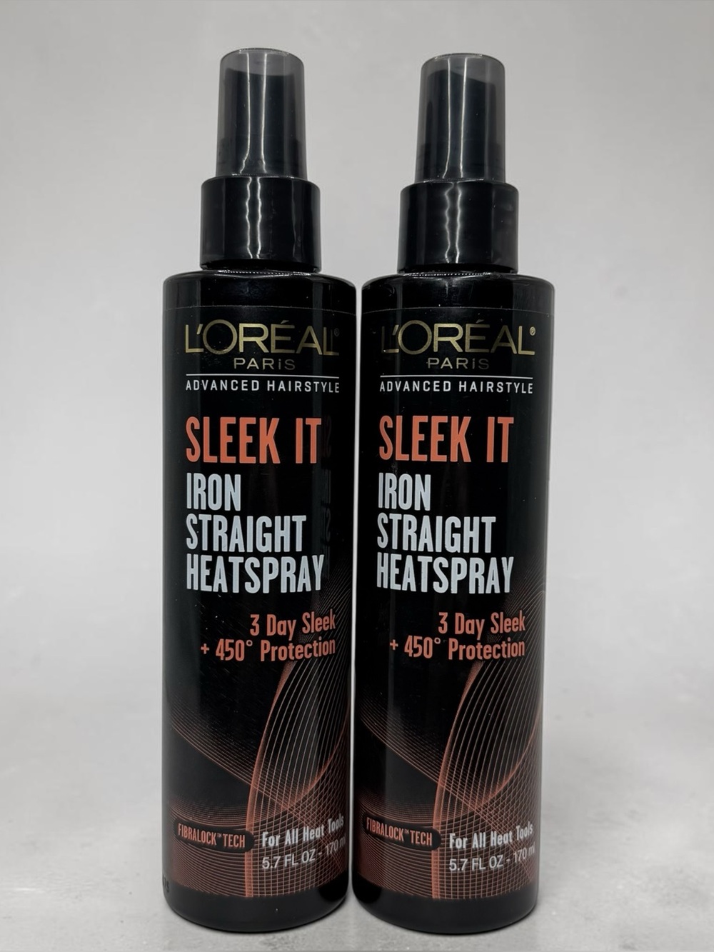 L’Oréal Sleek It Iron Straight Heat Spray 5.7 Oz 2 Pack 450°F Protection